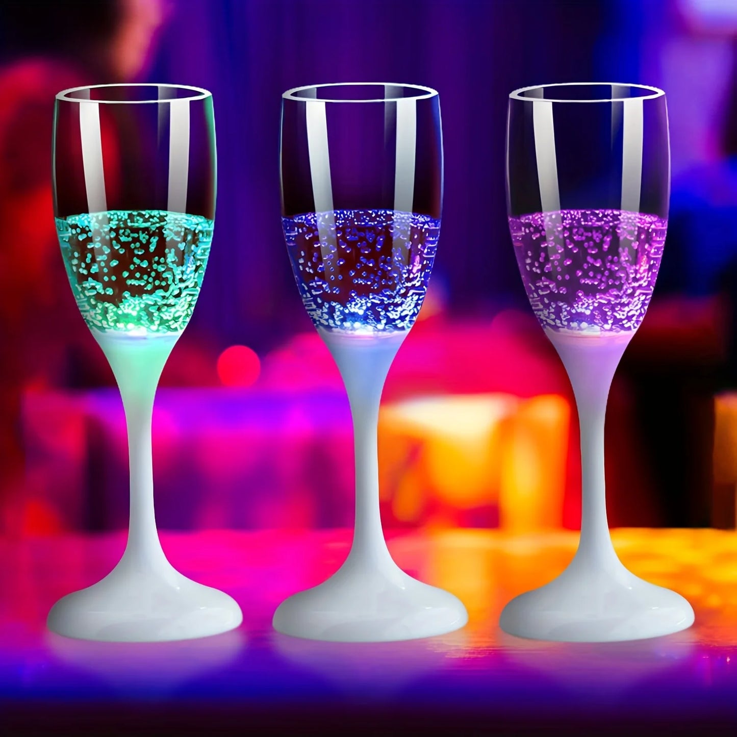 Glowing Champagne Glasses, Glass Champagne Flutes, Reusable Shatterproof Wedding Toasting Glasses, Bachelorette Party Bridal