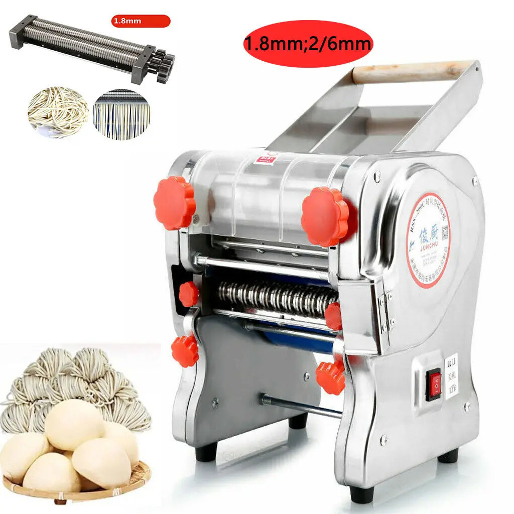 550W Electric Pasta Maker Noodle Machine Dumpling Skin Roller Full Stainless Steel Dual Knife Noodle Maker for Commercial Use - Cooky Kitchenware