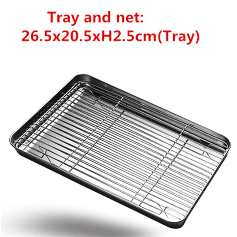 Gold plate rose golden 304 stainless steel oven Baking Tray bbq tray with Cool Rack Set Baking Pan sheet Non Toxic Dishwasher - Cooky Kitchenware