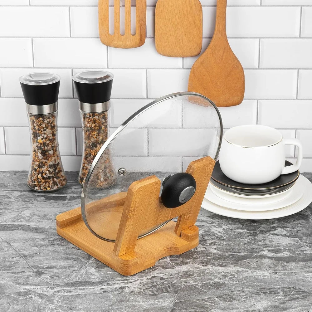 Wood Utensil Rest with Drip Pad, Spoon Holder, and Stove Spoon Rest for Kitchen Counter, Turner, Brush, Spatula& More - Cooky Kitchenware