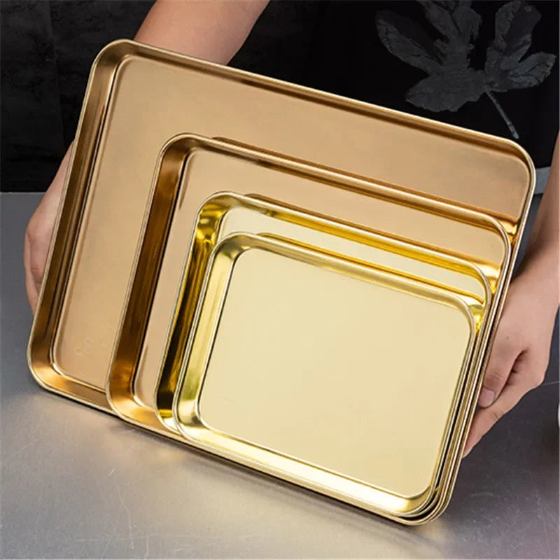 Gold plate rose golden 304 stainless steel oven Baking Tray bbq tray with Cool Rack Set Baking Pan sheet Non Toxic Dishwasher - Cooky Kitchenware