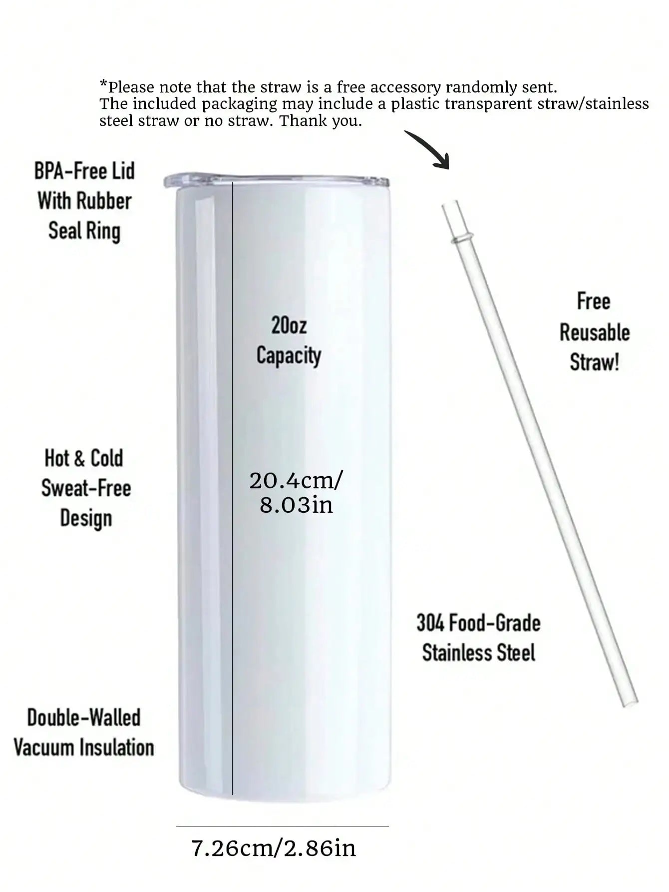 Personalized Name Tumbler With Straw, Customized Colorful 20oz Stainless Steel Insulated Tumbler- Double Wall Lid