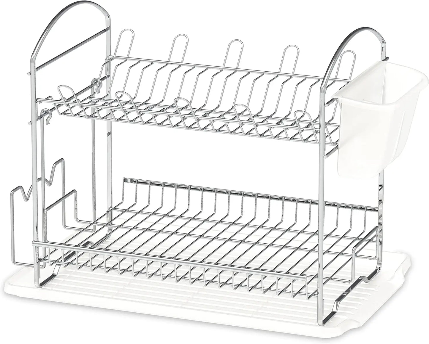 2-Tier Stainless Steel Dish Rack with Drainboard - Space-Saving Design for Efficient Kitchen Drying and Storage - Cooky Kitchenware