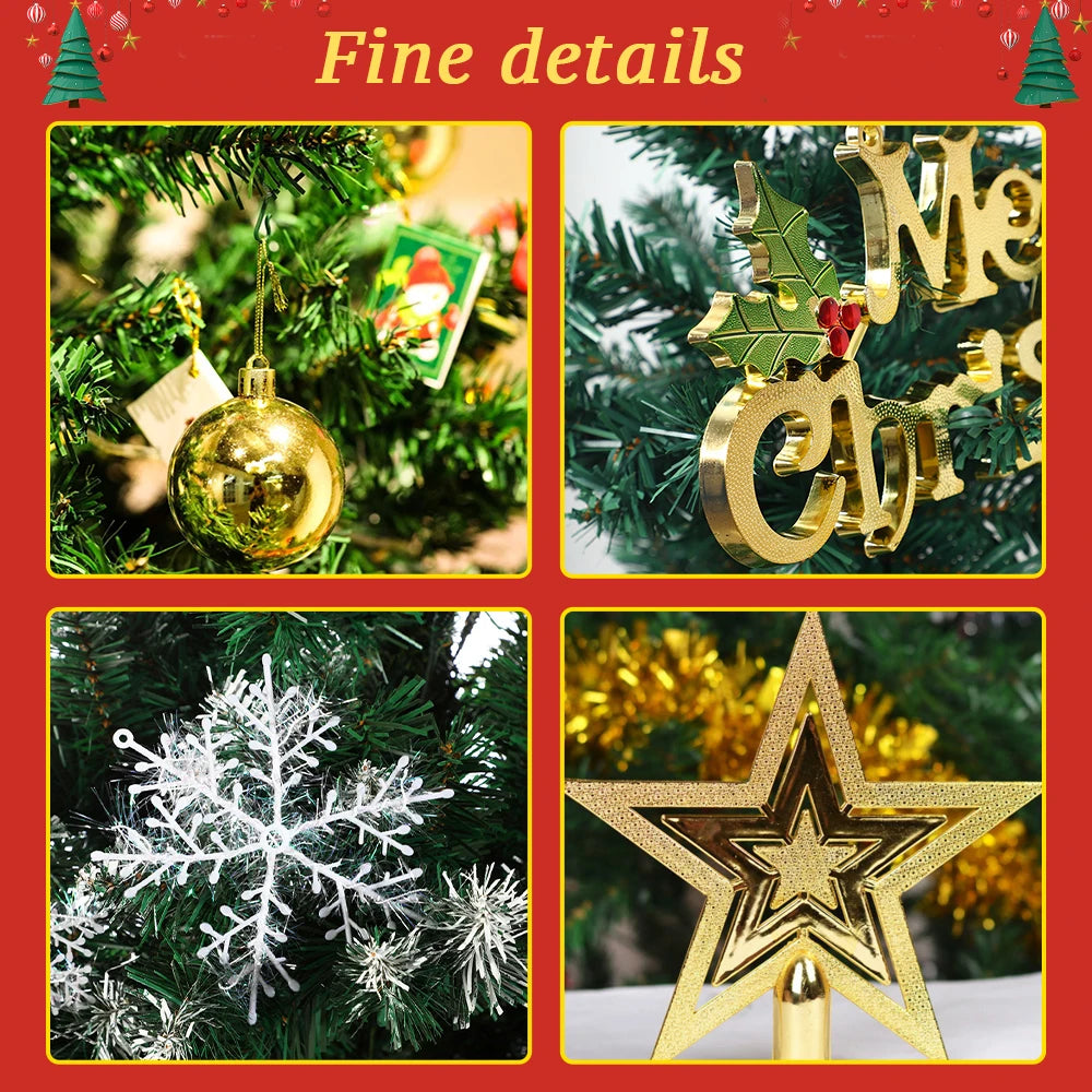 Artificial Christmas Tree Compact Space Saving Sturdy Base Easy Assembly Durable Plastic Green Leaves Holiday Decorations