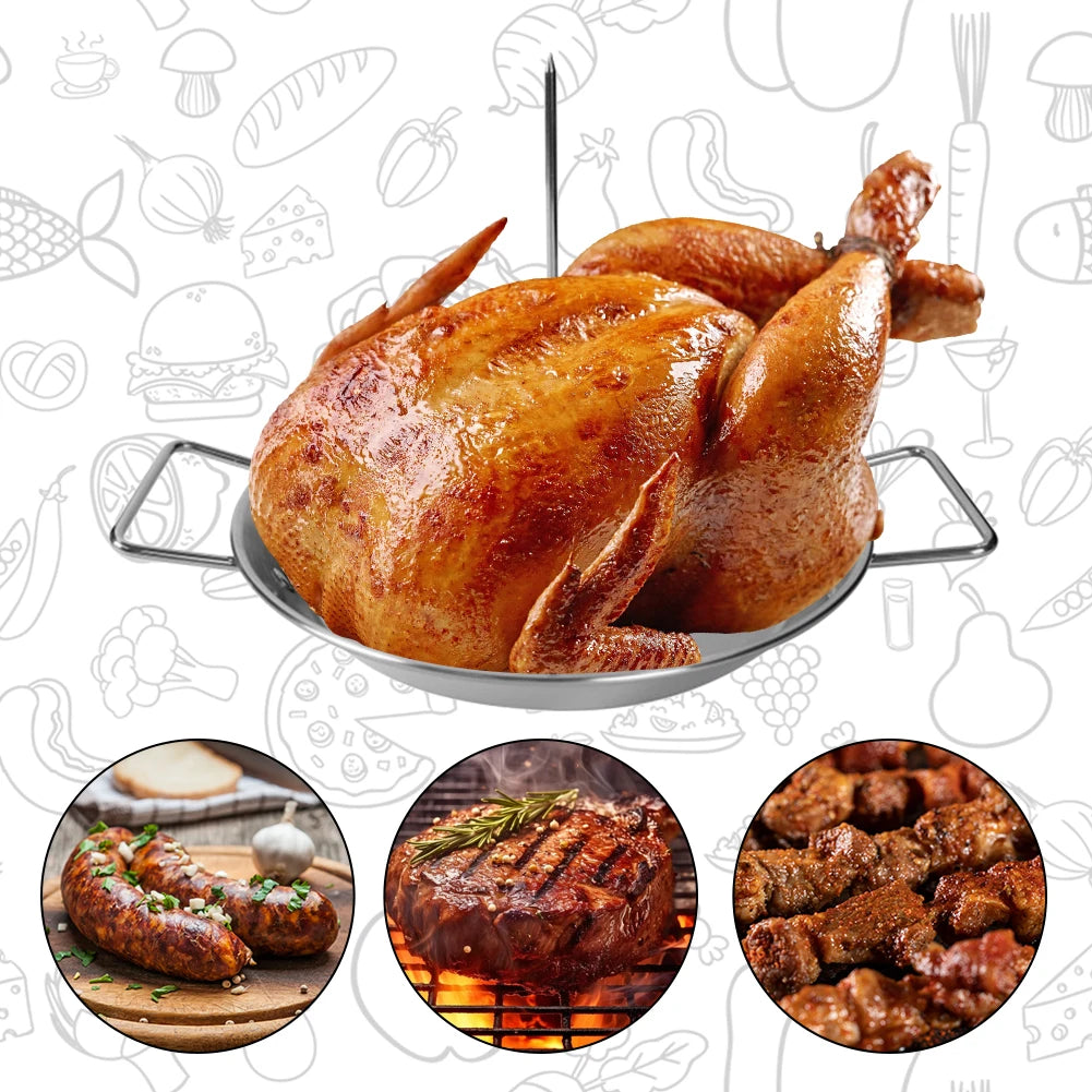 Vertical Skewer Chicken Roaster Rack With Removable Spikes