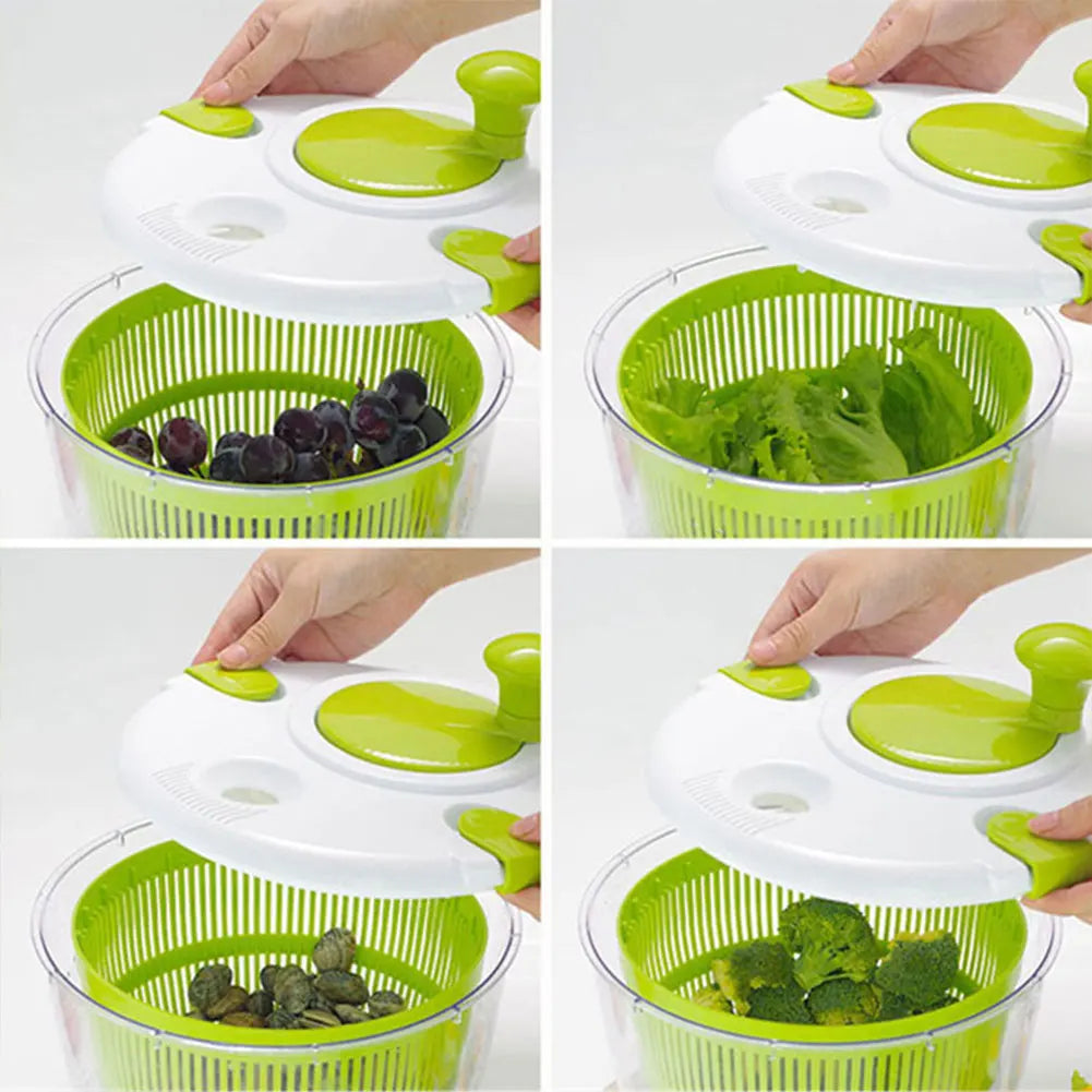 5 L Salad Spinner Salad Dryer BPA Free Large Manual Lettuce Spinner Multi-Use Fruit Washer for Washing & Drying Leafy Vegetables