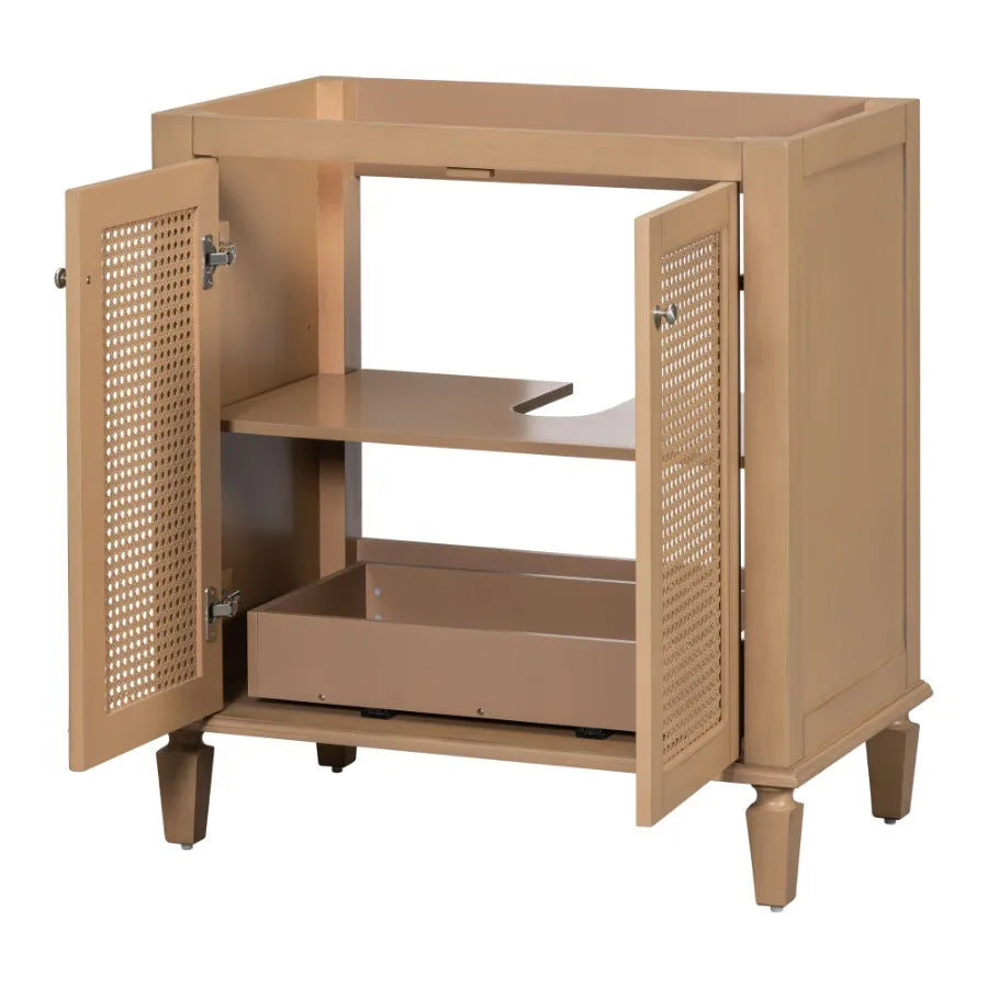 30 Inch Freestanding Bathroom Vanity without Sink with Hidden Drawer Storage Cabinet Solid Wood - Cooky Kitchenware