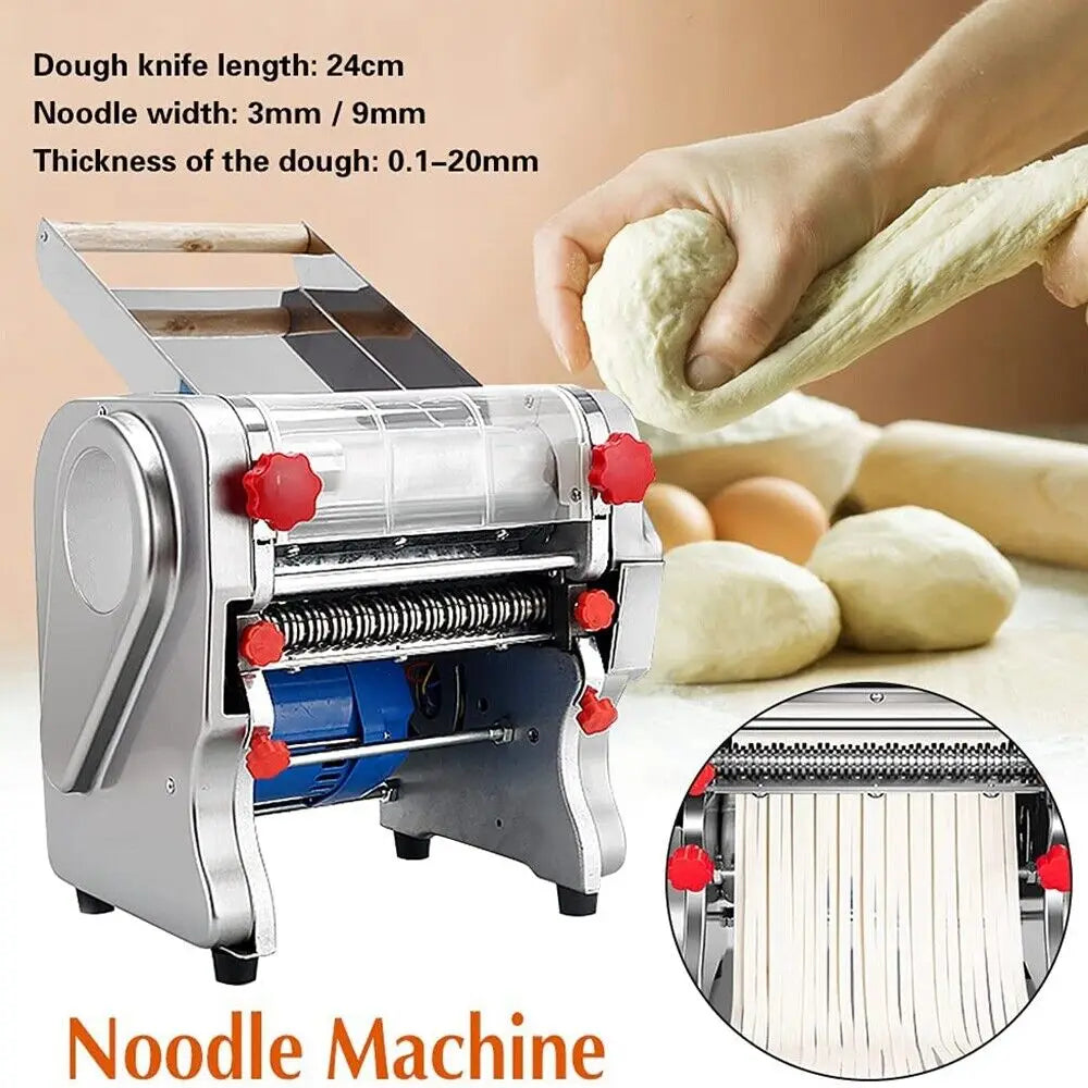 550W Electric Pasta Maker Noodle Machine Dumpling Skin Roller Full Stainless Steel Dual Knife Noodle Maker for Commercial Use - Cooky Kitchenware