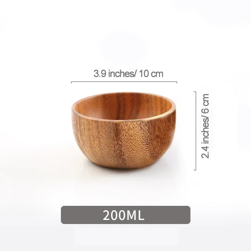 Acacia Wooden Fruit Salad Bowl Japanese Style Rice Bowl - Cooky Kitchenware