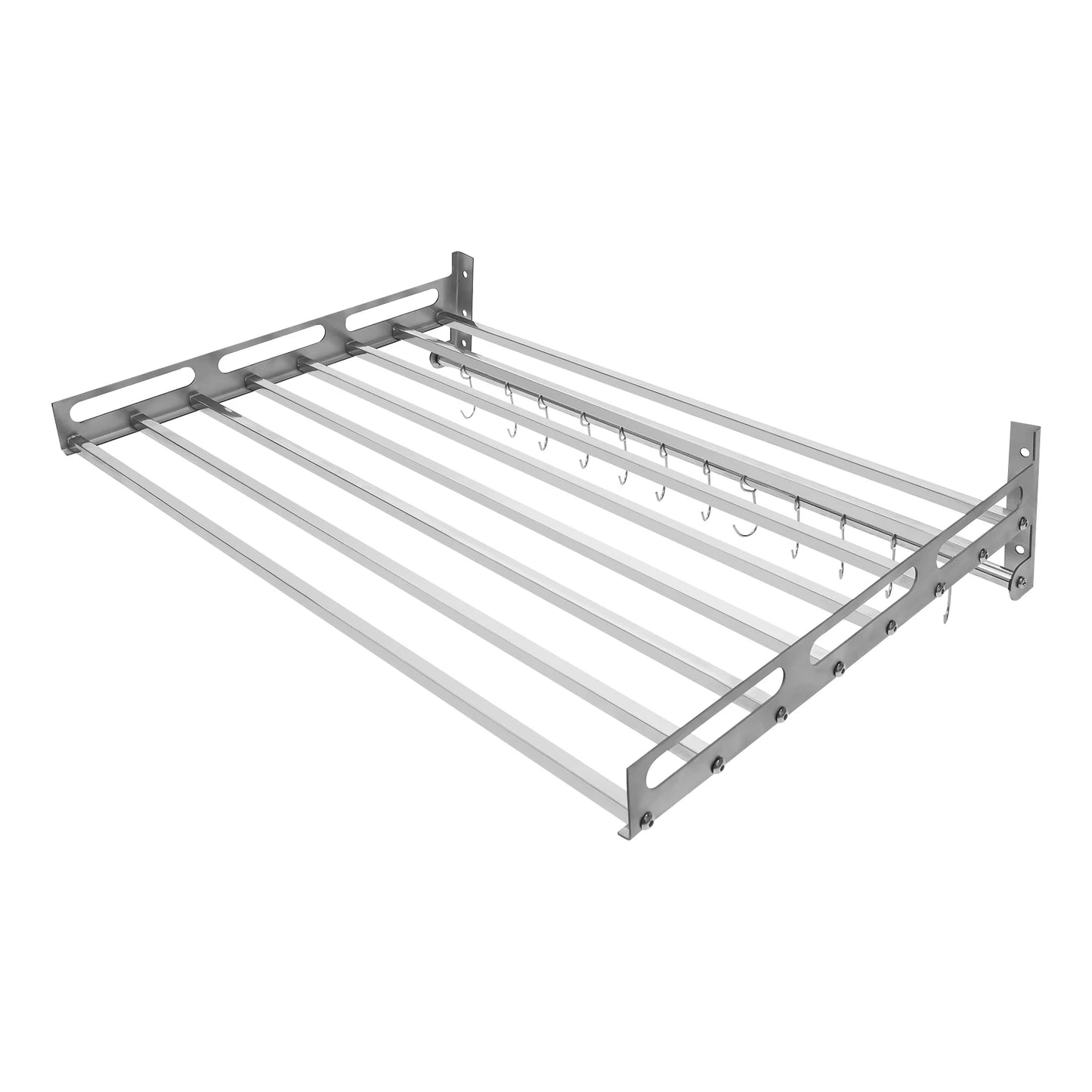Wall Mount Microwave Oven Shelf Kitchen Item Storage Bracket W/12Hooks Stainless - Cooky Kitchenware