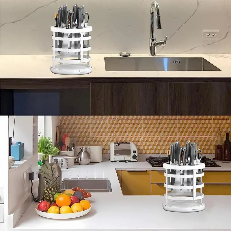 Rotatable Cutter Organizer Stand Rotatable Stand Block For Spoons Portable And Waterproof Rotating Utensil Home Cutter Holder - Cooky Kitchenware
