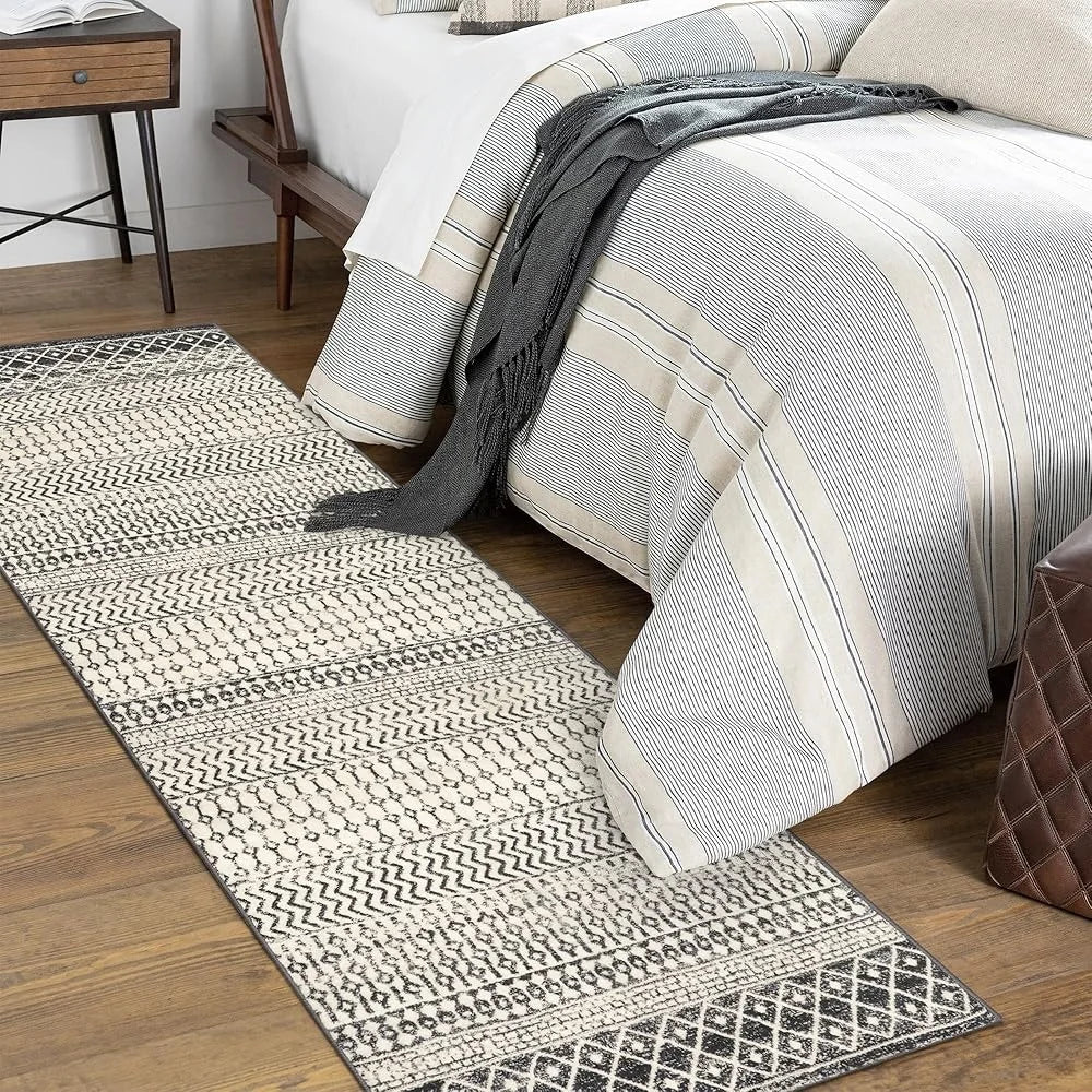 Ultra Soft Washable Runner Rug Non-Slip Moroccan Design Hallway Kitchen Bathroom Vintage Boho Floor Carpet - Cooky Kitchenware