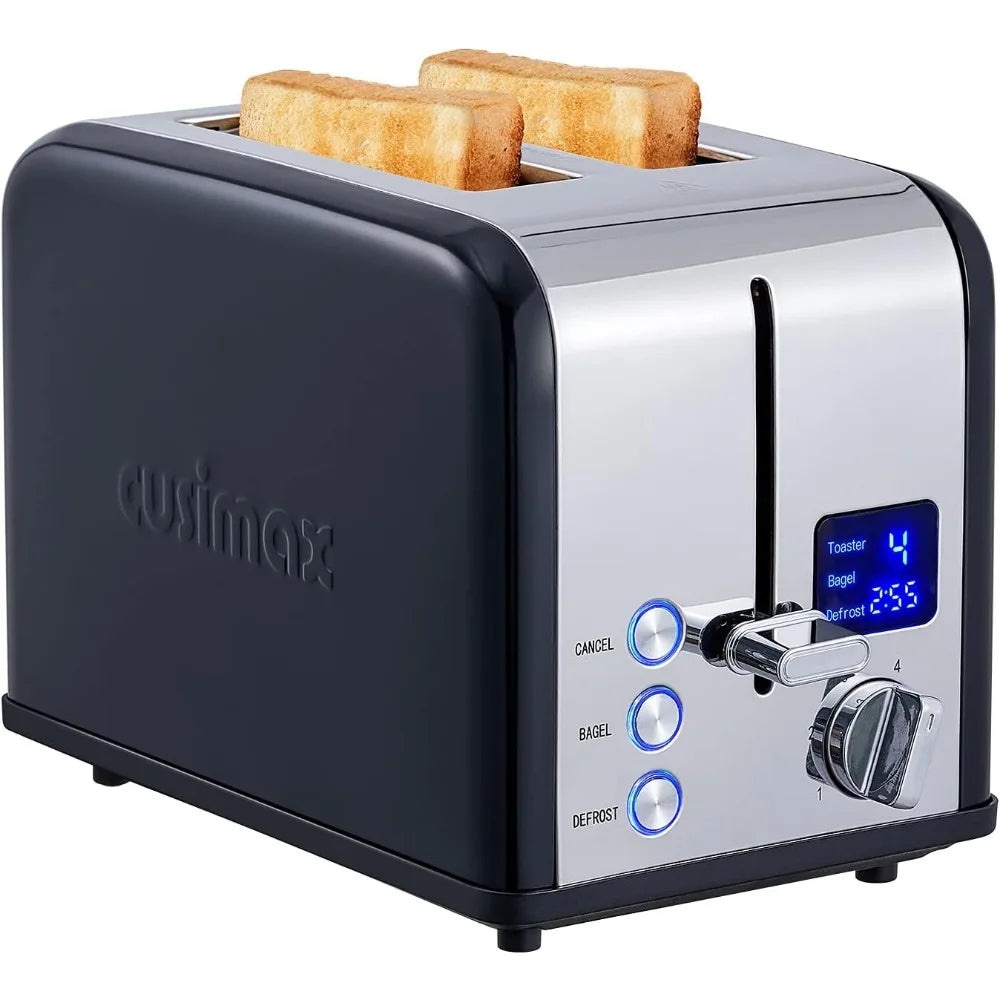 Stainless Steel Toaster with Large LED Display, Bread Toaster 1.5'' Extra-wide Slots with 6 Browning Settings, Cancel/Bagel - Cooky Kitchenware