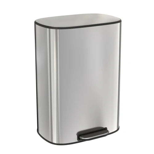 13 Gallon 50L Kitchen Foot Pedal Operated Soft Close Trash Can - Stainless Steel Ellipse Bustbin - S - Cooky Kitchenware