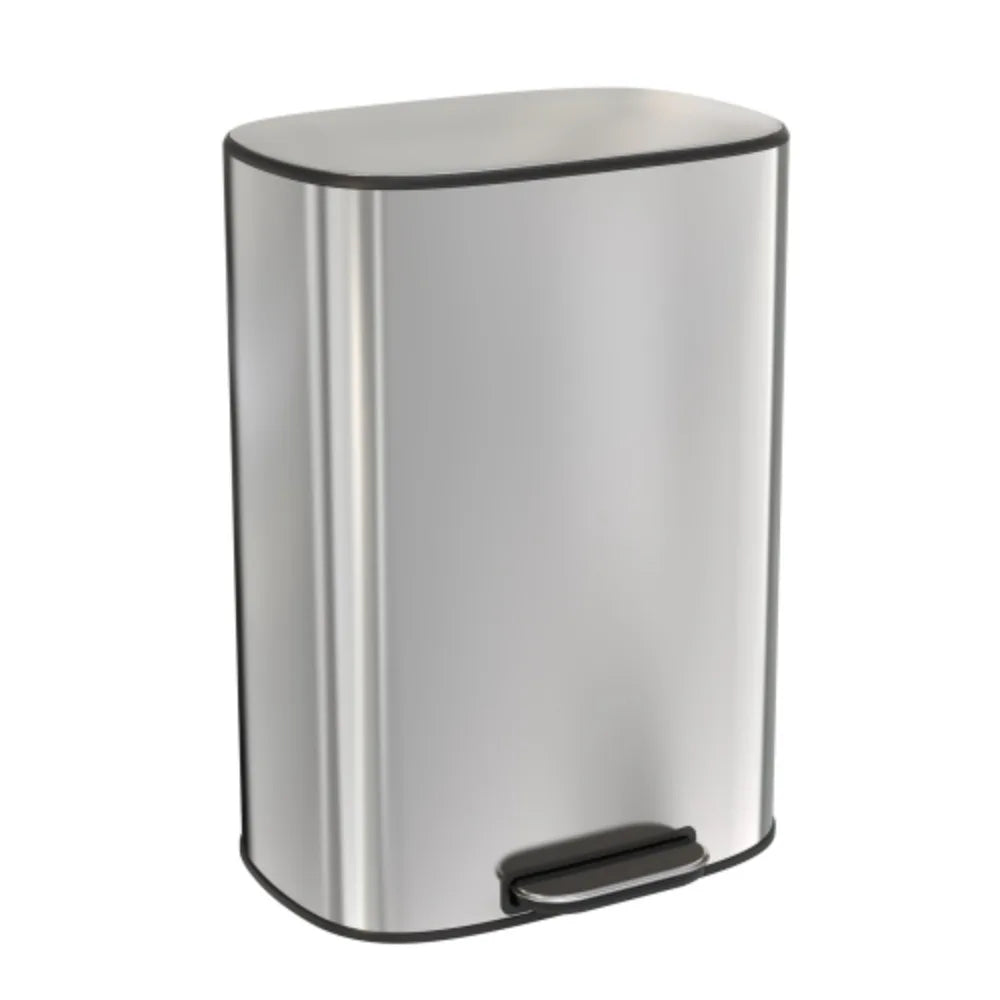 13 Gallon 50L Kitchen Foot Pedal Operated Soft Close Trash Can - Stainless Steel Ellipse Bustbin - S - Cooky Kitchenware