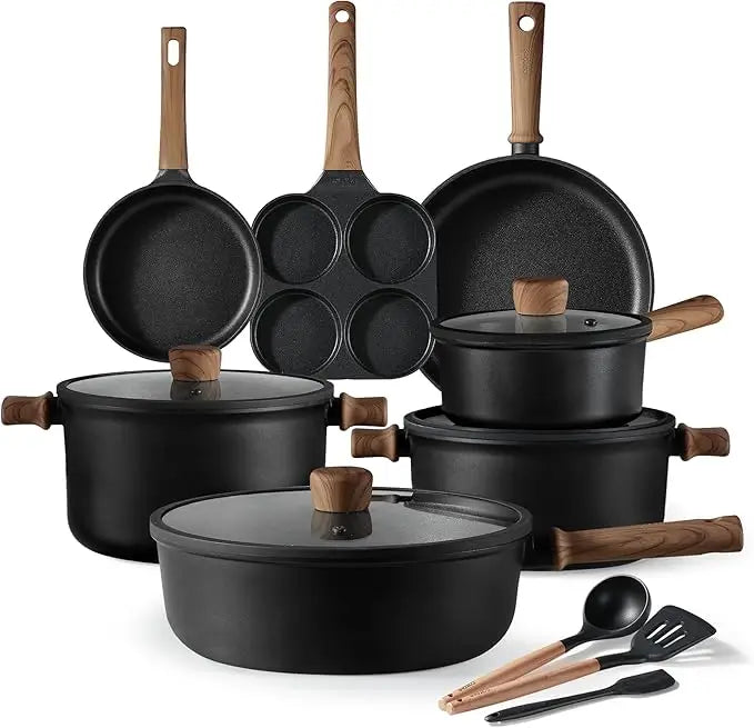 Nonstick Pots and Pans Cookware Set 16 Pieces Kitchen Cooking Set with Frying Pan - Cooky Kitchenware