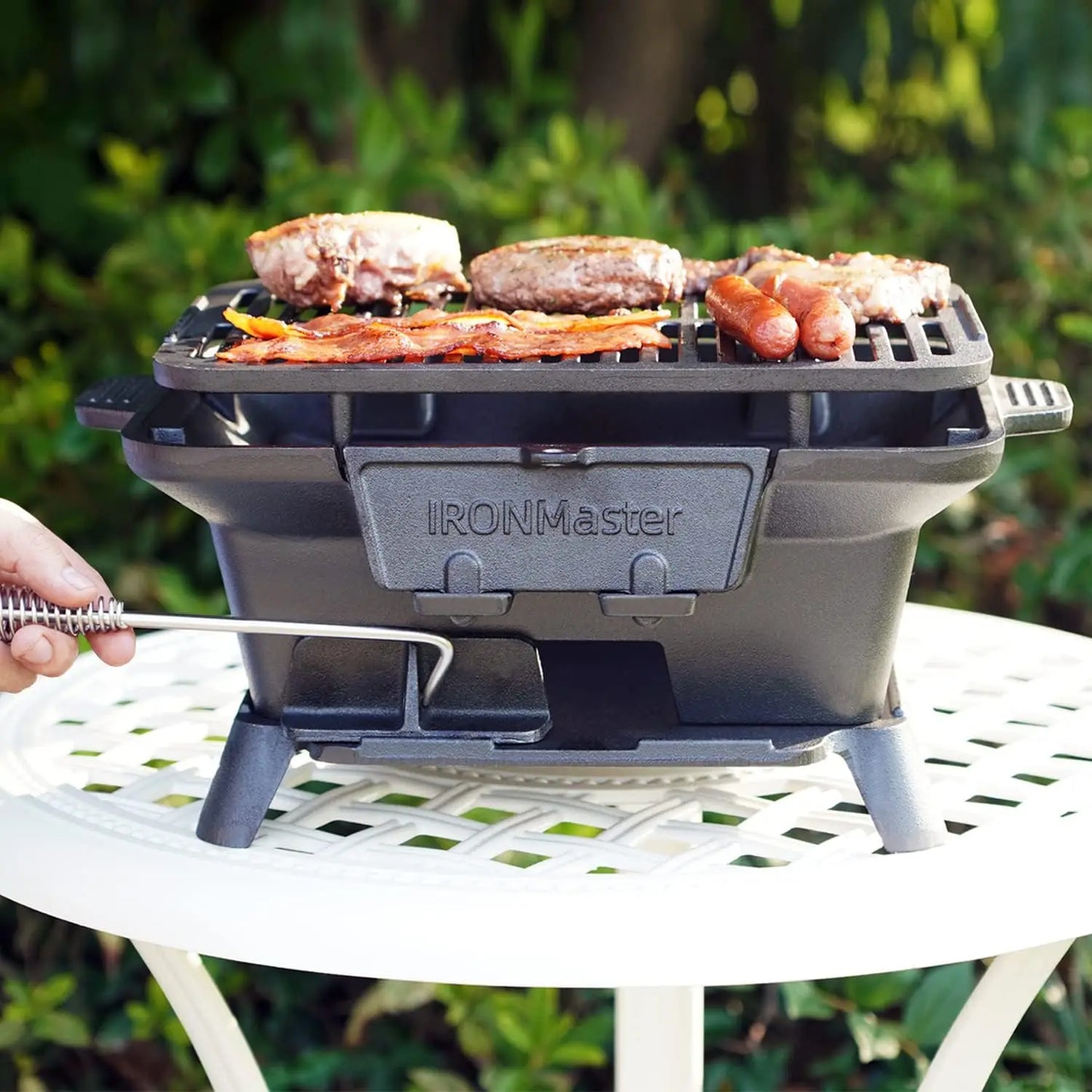 Hibachi Grill Outdoor Small Portable Charcoal Grill 100 Percent Pre Seasoned Cast Iron Air Control Coal Door - Cooky Kitchenware
