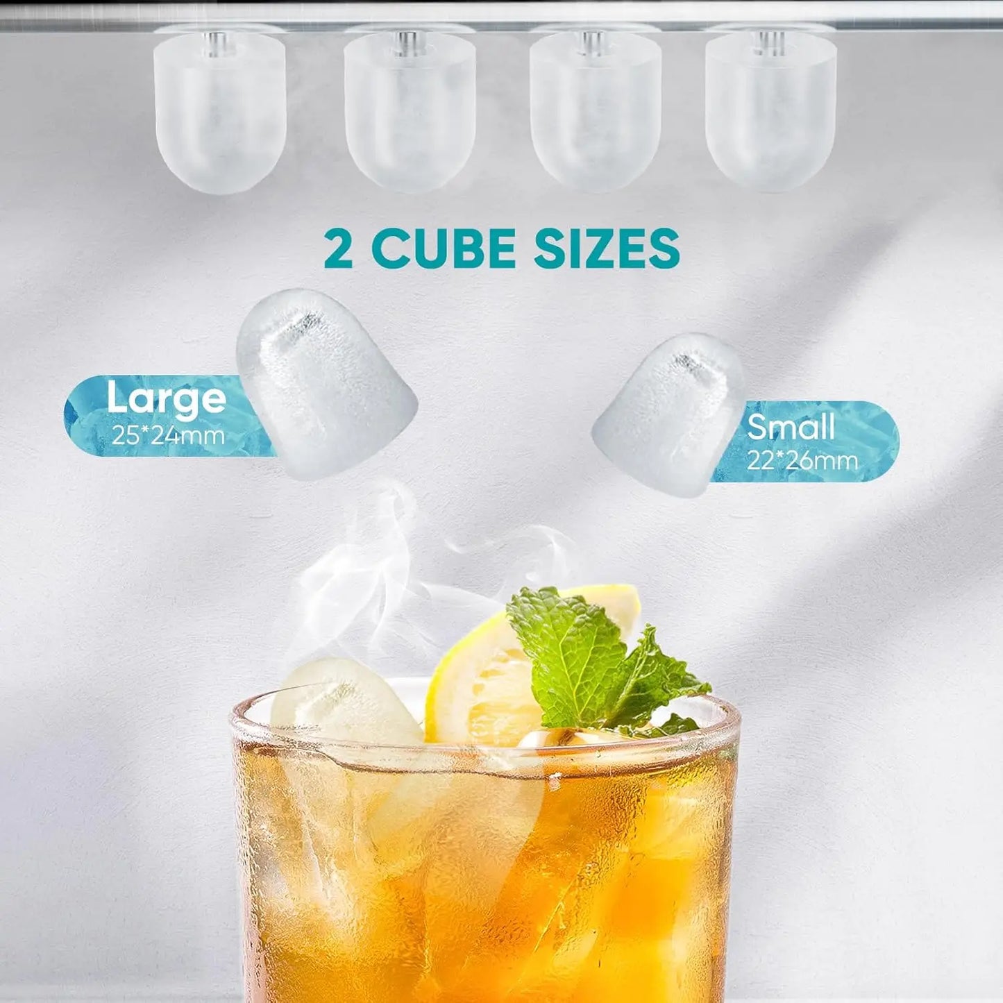 Countertop Ice Maker with Scoop, Basket and Handle, 9 Ice Cubes Machine Ready in 6 Mins, 26.5lbs in 24Hrs - Cooky Kitchenware