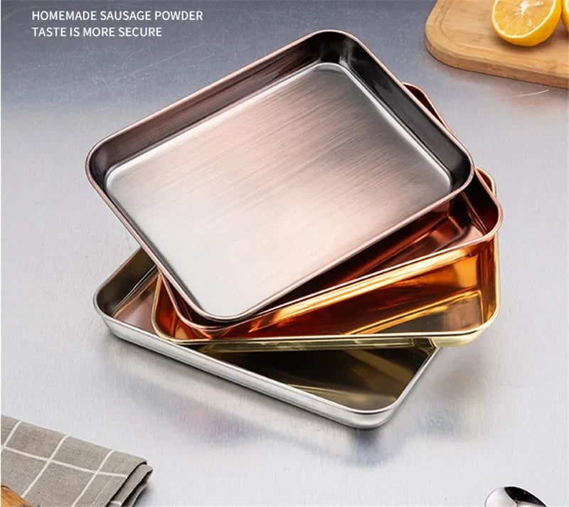 Gold plate rose golden 304 stainless steel oven Baking Tray bbq tray with Cool Rack Set Baking Pan sheet Non Toxic Dishwasher - Cooky Kitchenware
