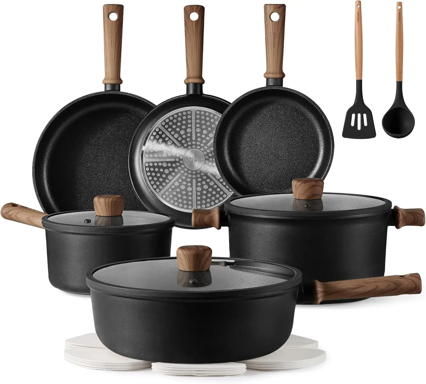 Nonstick Pots and Pans Cookware Set 16 Pieces Kitchen Cooking Set with Frying Pan - Cooky Kitchenware