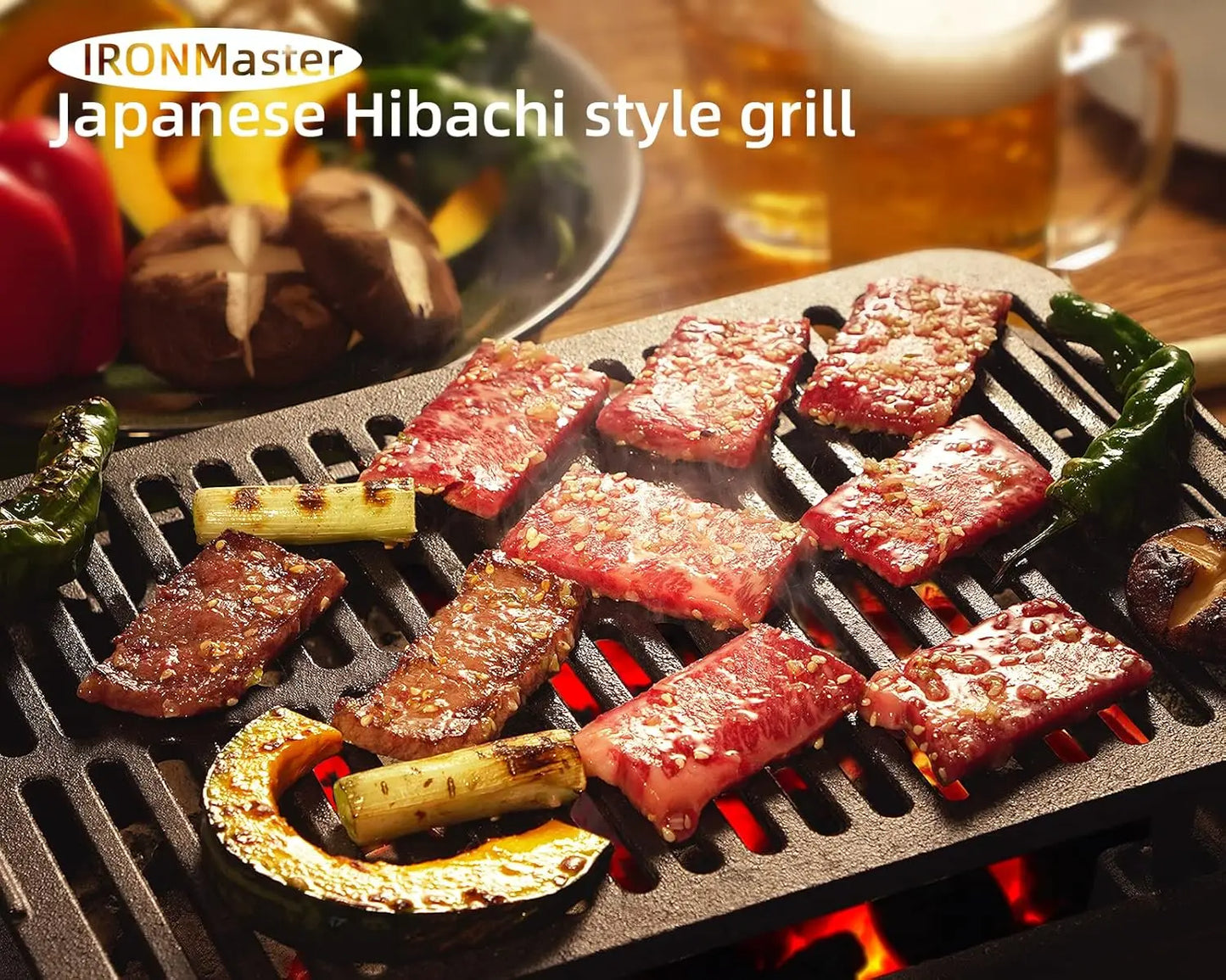 Hibachi Grill Outdoor Small Portable Charcoal Grill 100 Percent Pre Seasoned Cast Iron Air Control Coal Door - Cooky Kitchenware