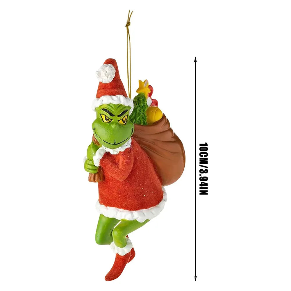 18Pcs 2D Acrylic Christmas Tree Green Monsters Ornaments Cute Green Monsters Christmas Tree Pendants Christmas Cartoon Ornaments