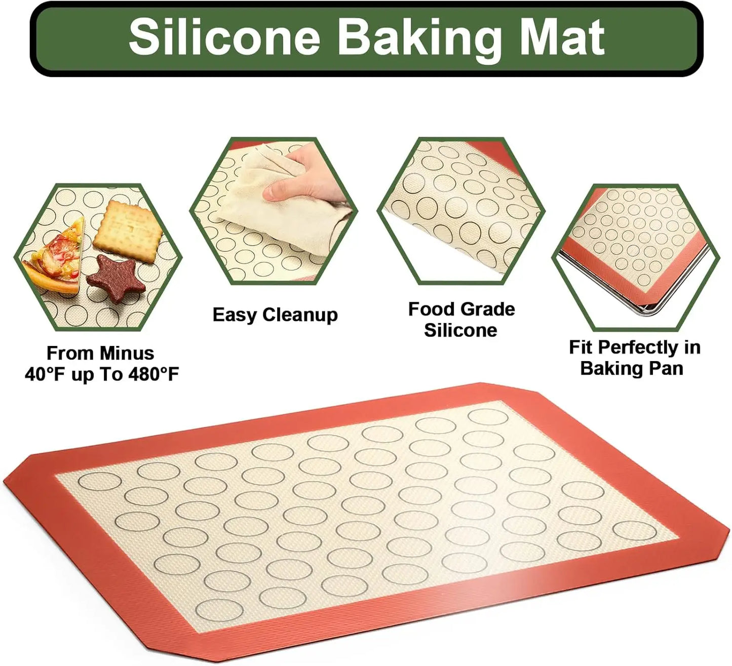 Baking Set: Stainless Steel Sheet Pan with Cooling Rack & Silicone Mat Set, Multi-Size , Warp Resistant - Cooky Kitchenware
