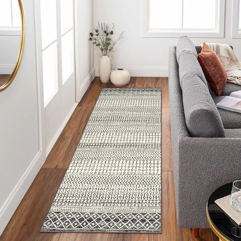 Ultra Soft Washable Runner Rug Non-Slip Moroccan Design Hallway Kitchen Bathroom Vintage Boho Floor Carpet - Cooky Kitchenware