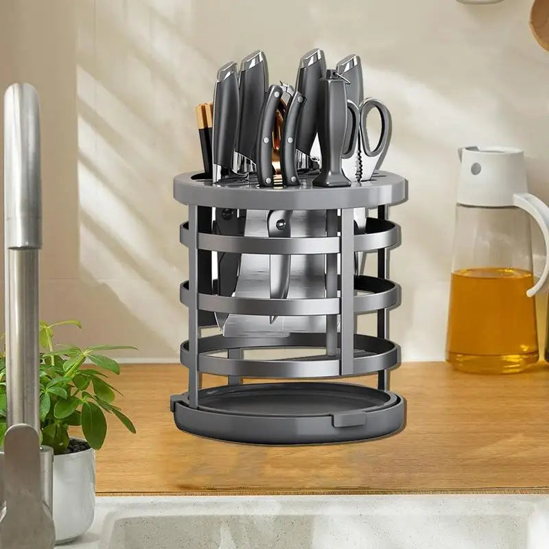 Rotatable Cutter Organizer Stand Rotatable Stand Block For Spoons Portable And Waterproof Rotating Utensil Home Cutter Holder - Cooky Kitchenware