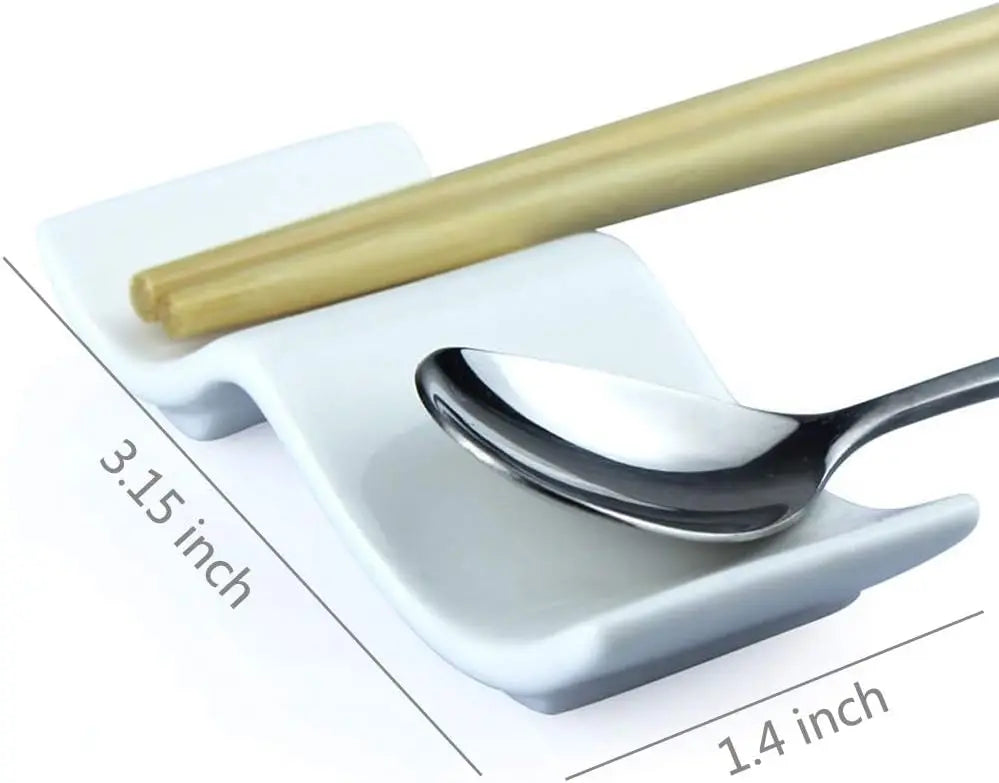 Ceramic Chopsticks Rest Rack Set of 6pcs,Chinese Style Dinner Spoon Stand Knife Fork Holder Porcelain Chopsticks Stand - Cooky Kitchenware