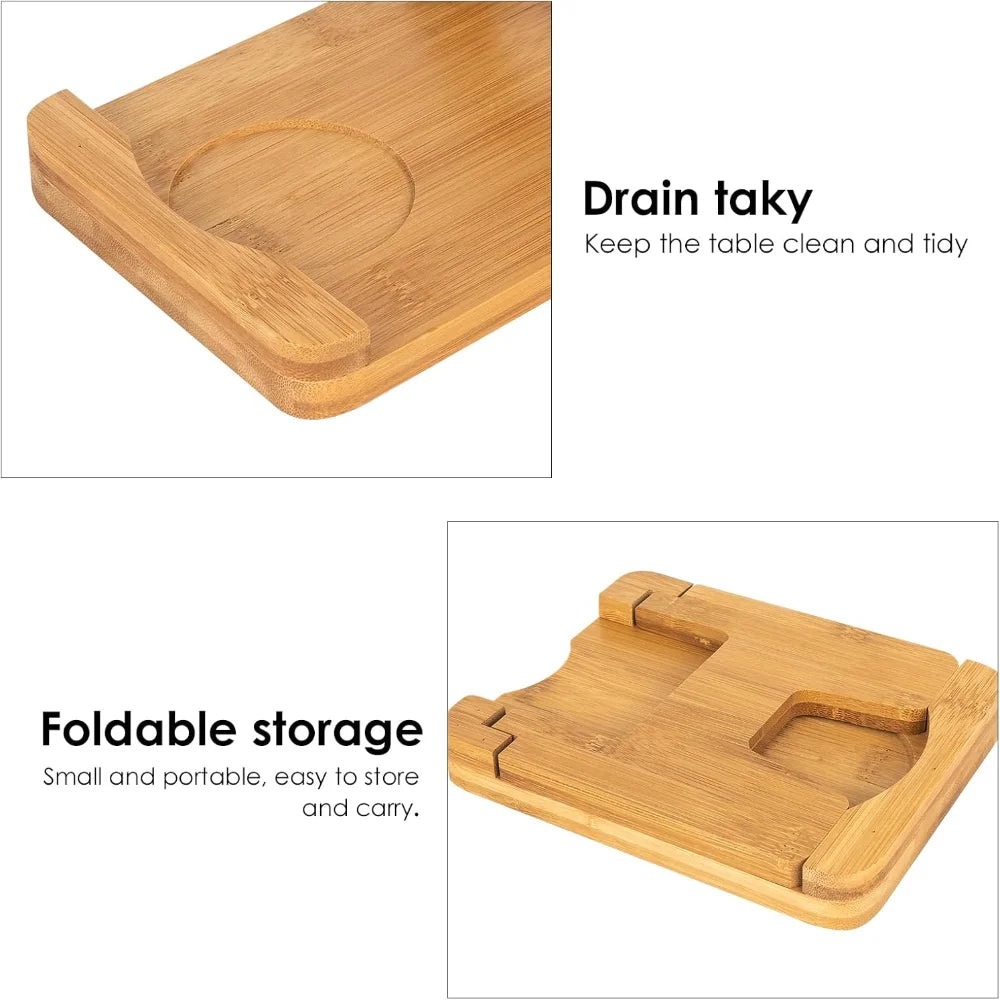 Wood Utensil Rest with Drip Pad, Spoon Holder, and Stove Spoon Rest for Kitchen Counter, Turner, Brush, Spatula& More - Cooky Kitchenware