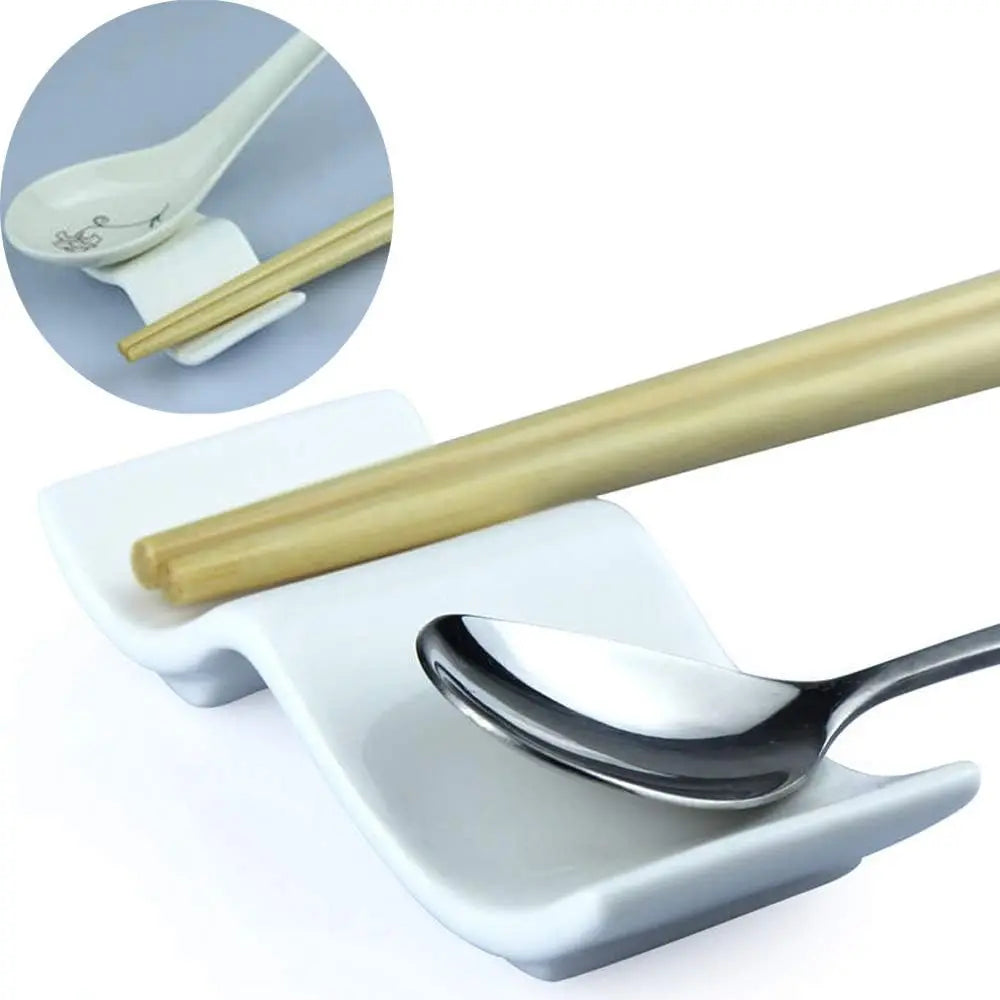Ceramic Chopsticks Rest Rack Set of 6pcs,Chinese Style Dinner Spoon Stand Knife Fork Holder Porcelain Chopsticks Stand - Cooky Kitchenware