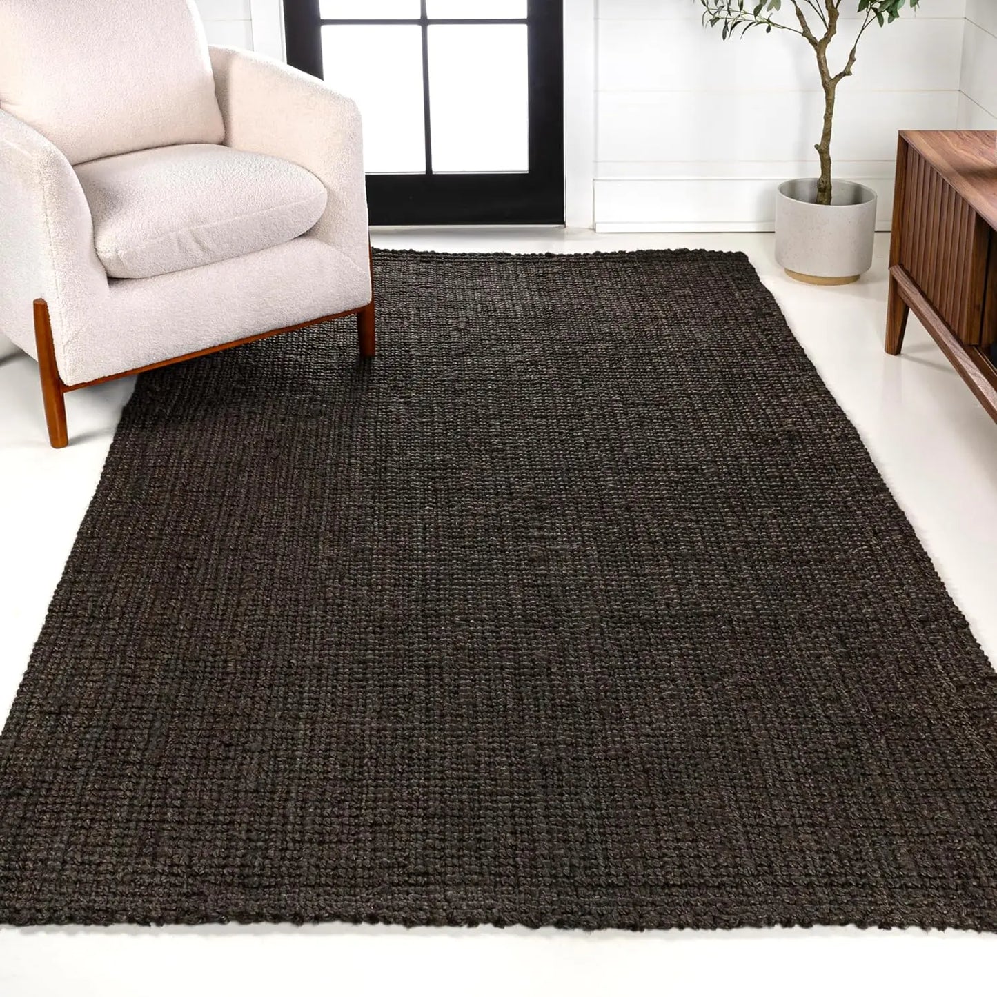 NRF102A-3 Pata Hand Woven Chunky Jute Indoor Area -Rug Bohemian Farmhouse Easy -Cleaning Bedroom Kitchen - Cooky Kitchenware