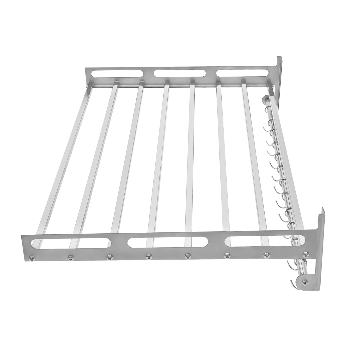 Wall Mount Microwave Oven Shelf Kitchen Item Storage Bracket W/12Hooks Stainless - Cooky Kitchenware