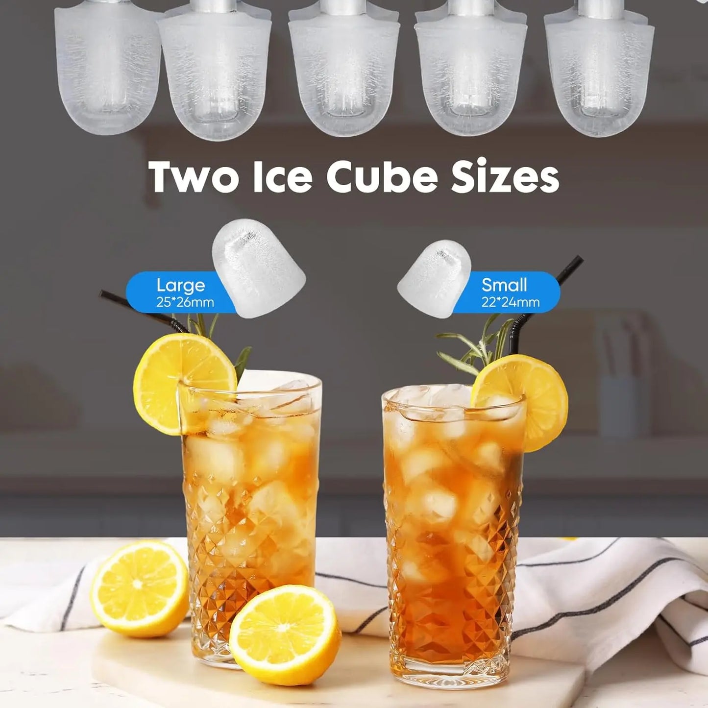 Portable Countertop Ice Machine Maker with Handle Bullet Ice 9 Cubes in 6 Minutes Black - Cooky Kitchenware