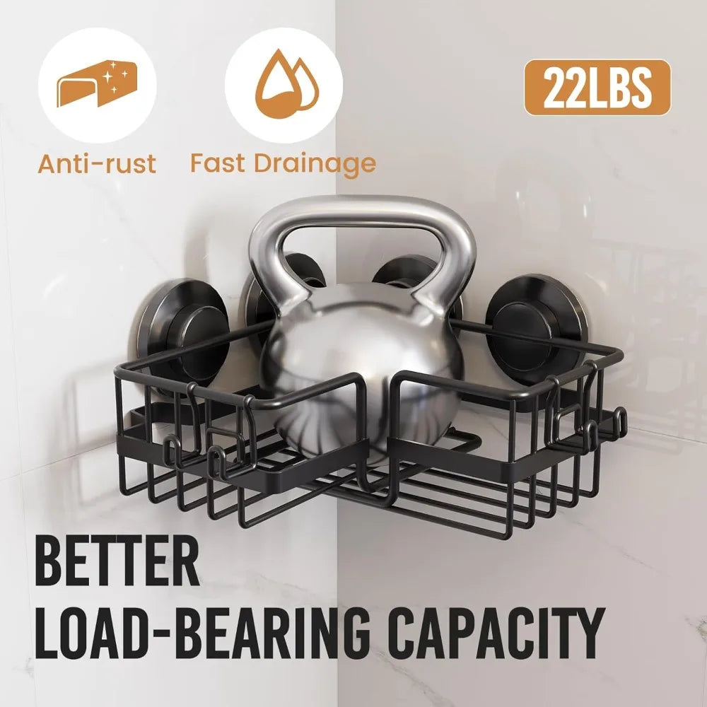 Shower Caddy Suction Cup , 2 Pack Shower Shelves for Inside Showers with Hooks, NO-Drilling Showers Organizer - Cooky Kitchenware