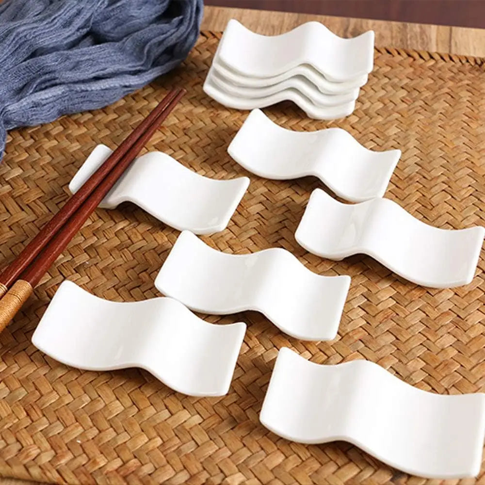 Ceramic Chopsticks Rest Rack Set of 6pcs,Chinese Style Dinner Spoon Stand Knife Fork Holder Porcelain Chopsticks Stand - Cooky Kitchenware