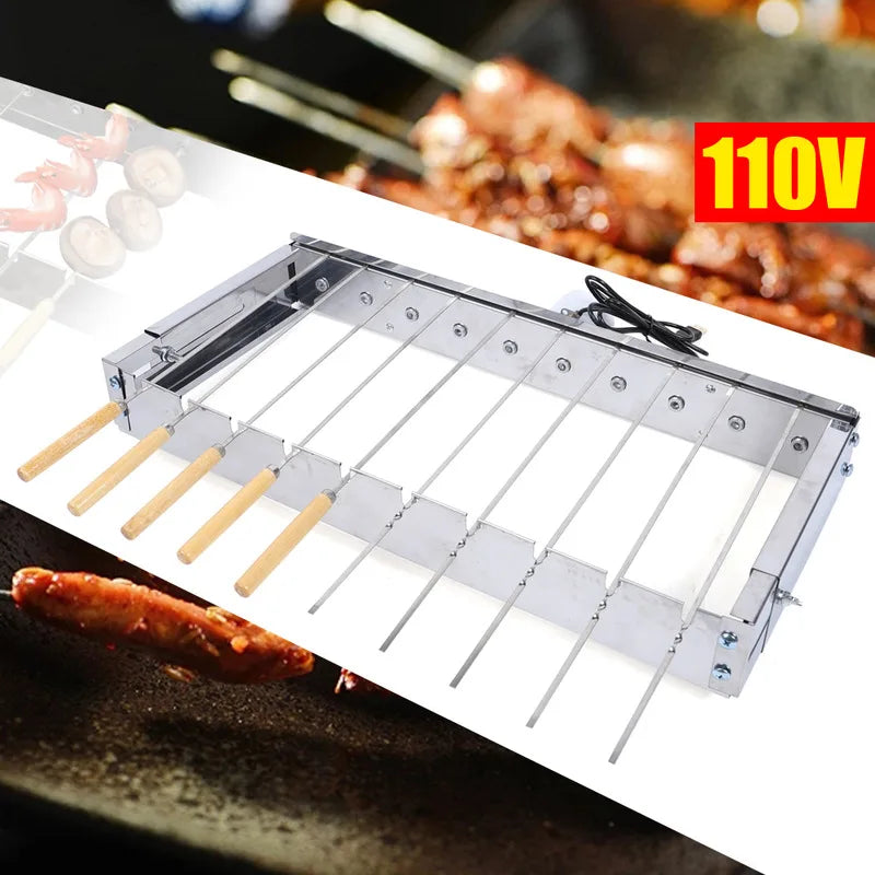 Camping Barbecue Stainless Steel Outdoors Electric Rotisserie Grill Rack Skewers Automatic Flipping Rotating Cookware BBQ - Cooky Kitchenware