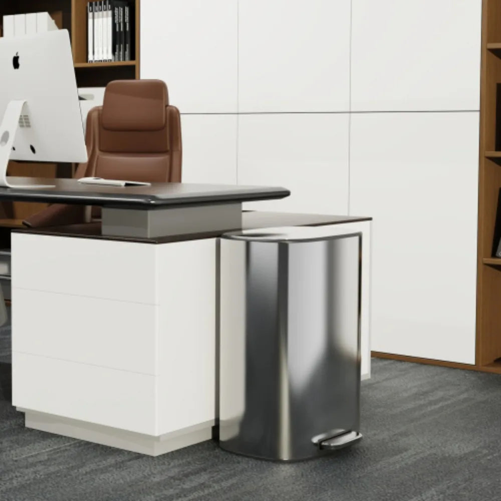 13 Gallon 50L Kitchen Foot Pedal Operated Soft Close Trash Can - Stainless Steel Ellipse Bustbin - S - Cooky Kitchenware