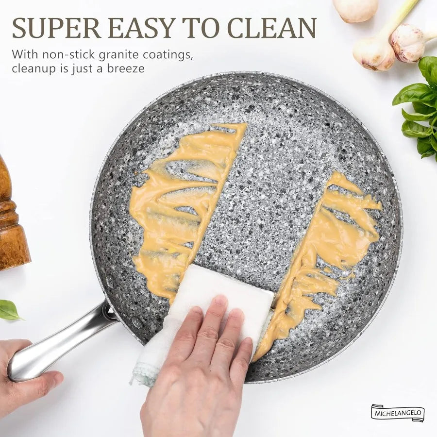 Pots and Pans Set 10 Piece Cookware Set with Granite Coatings for Super Nonstick Result Essential Stone Cookware Sets with Uten - Cooky Kitchenware