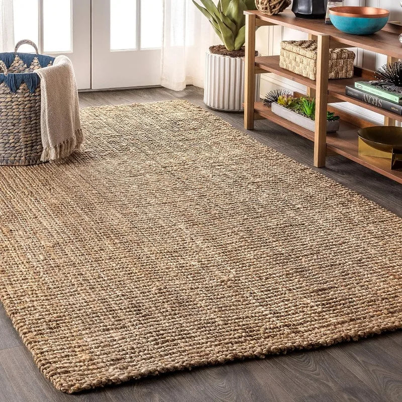 NRF102A-3 Pata Hand Woven Chunky Jute Indoor Area -Rug Bohemian Farmhouse Easy -Cleaning Bedroom Kitchen - Cooky Kitchenware