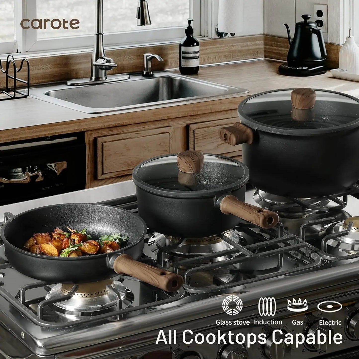 Nonstick Pots and Pans Cookware Set 16 Pieces Kitchen Cooking Set with Frying Pan - Cooky Kitchenware