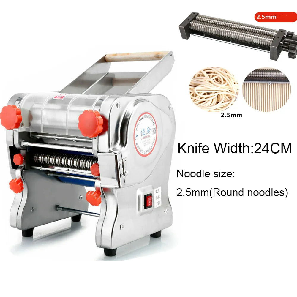 550W Electric Pasta Maker Noodle Machine Dumpling Skin Roller Full Stainless Steel Dual Knife Noodle Maker for Commercial Use - Cooky Kitchenware