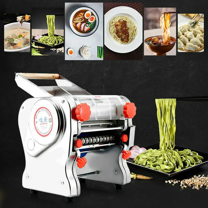 550W Electric Pasta Maker Noodle Machine Dumpling Skin Roller Full Stainless Steel Dual Knife Noodle Maker for Commercial Use - Cooky Kitchenware
