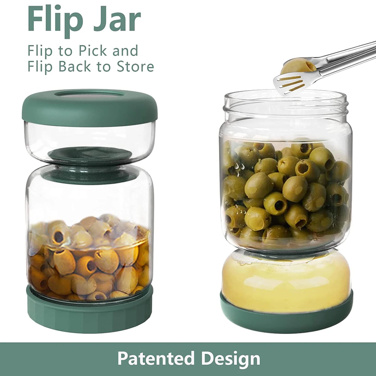 Glass Pickles Jar with Lids Strainer Olives Hourglass Jug Food Storage Kimchi Container Jalapenos Fermentation Kitchen Separator - Cooky Kitchenware