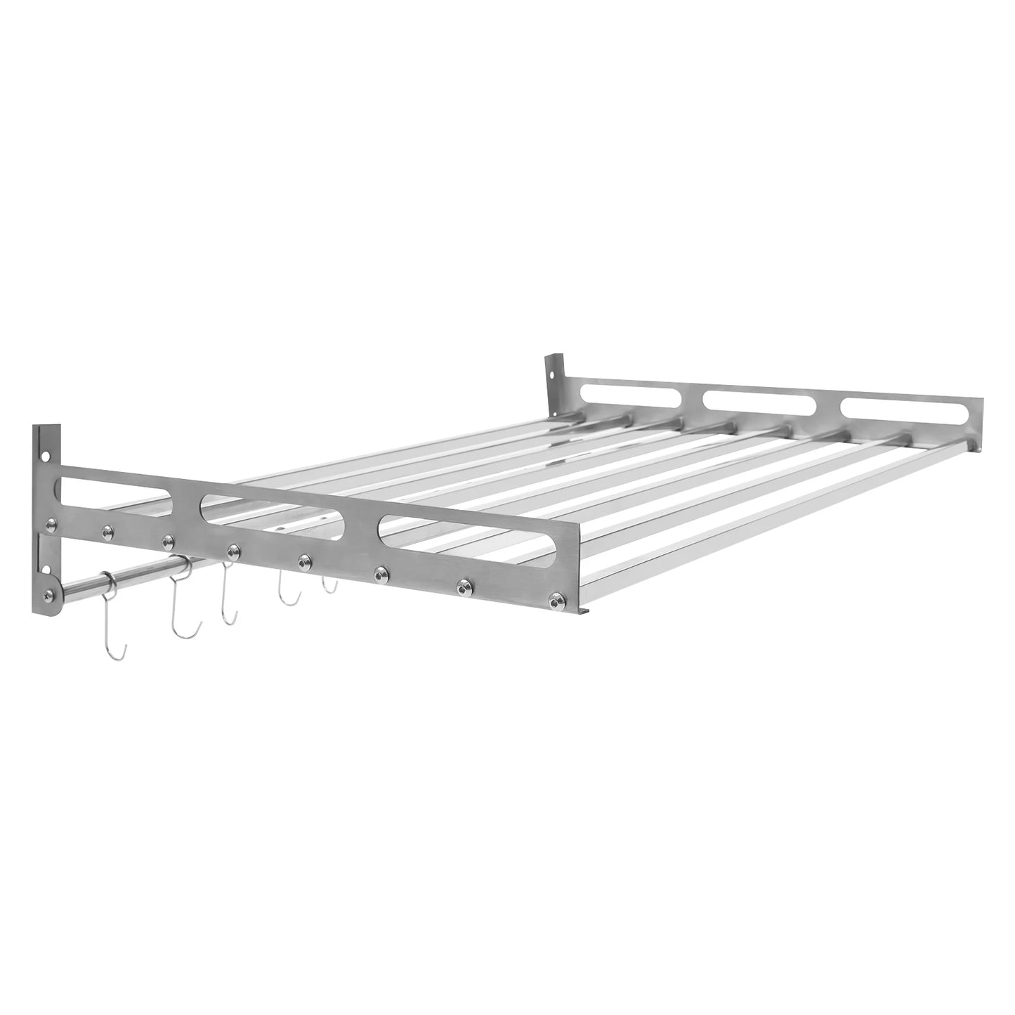 Wall Mount Microwave Oven Shelf Kitchen Item Storage Bracket W/12Hooks Stainless - Cooky Kitchenware