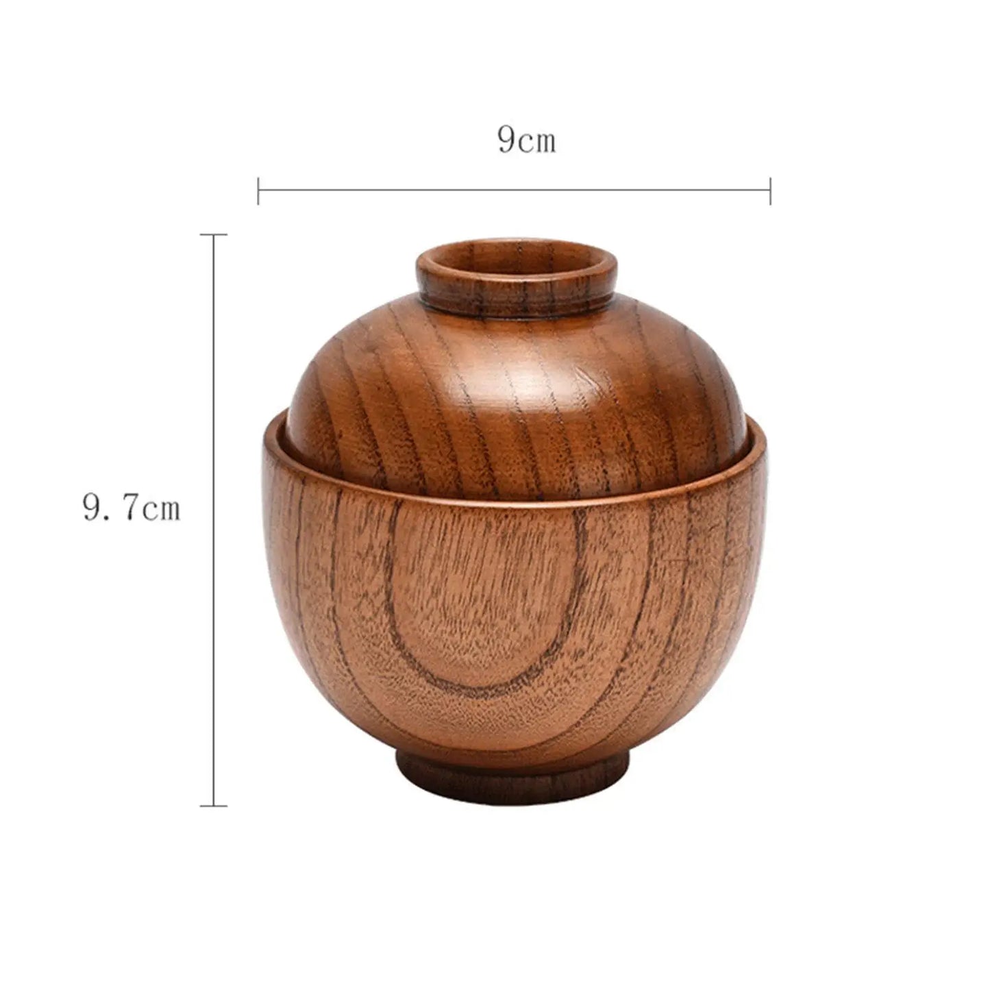 Wooden Bowl With Lid Rice Serving Bowl Food Container Tableware Food Utensil