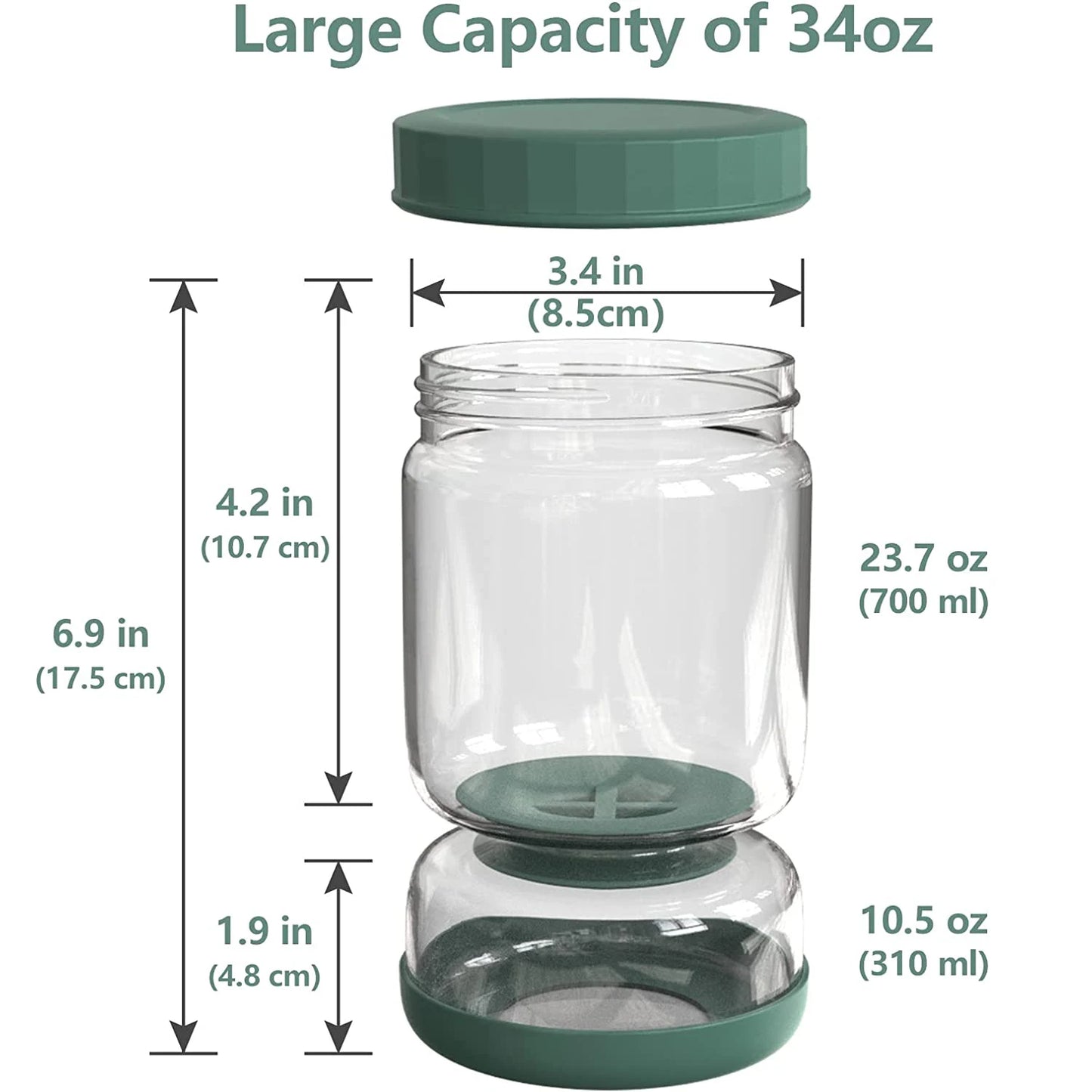 Glass Pickles Jar with Lids Strainer Olives Hourglass Jug Food Storage Kimchi Container Jalapenos Fermentation Kitchen Separator - Cooky Kitchenware