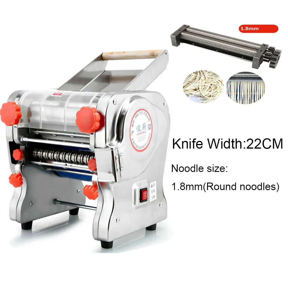 550W Electric Pasta Maker Noodle Machine Dumpling Skin Roller Full Stainless Steel Dual Knife Noodle Maker for Commercial Use - Cooky Kitchenware