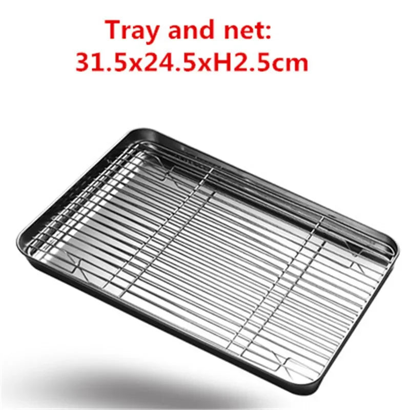 Gold plate rose golden 304 stainless steel oven Baking Tray bbq tray with Cool Rack Set Baking Pan sheet Non Toxic Dishwasher - Cooky Kitchenware